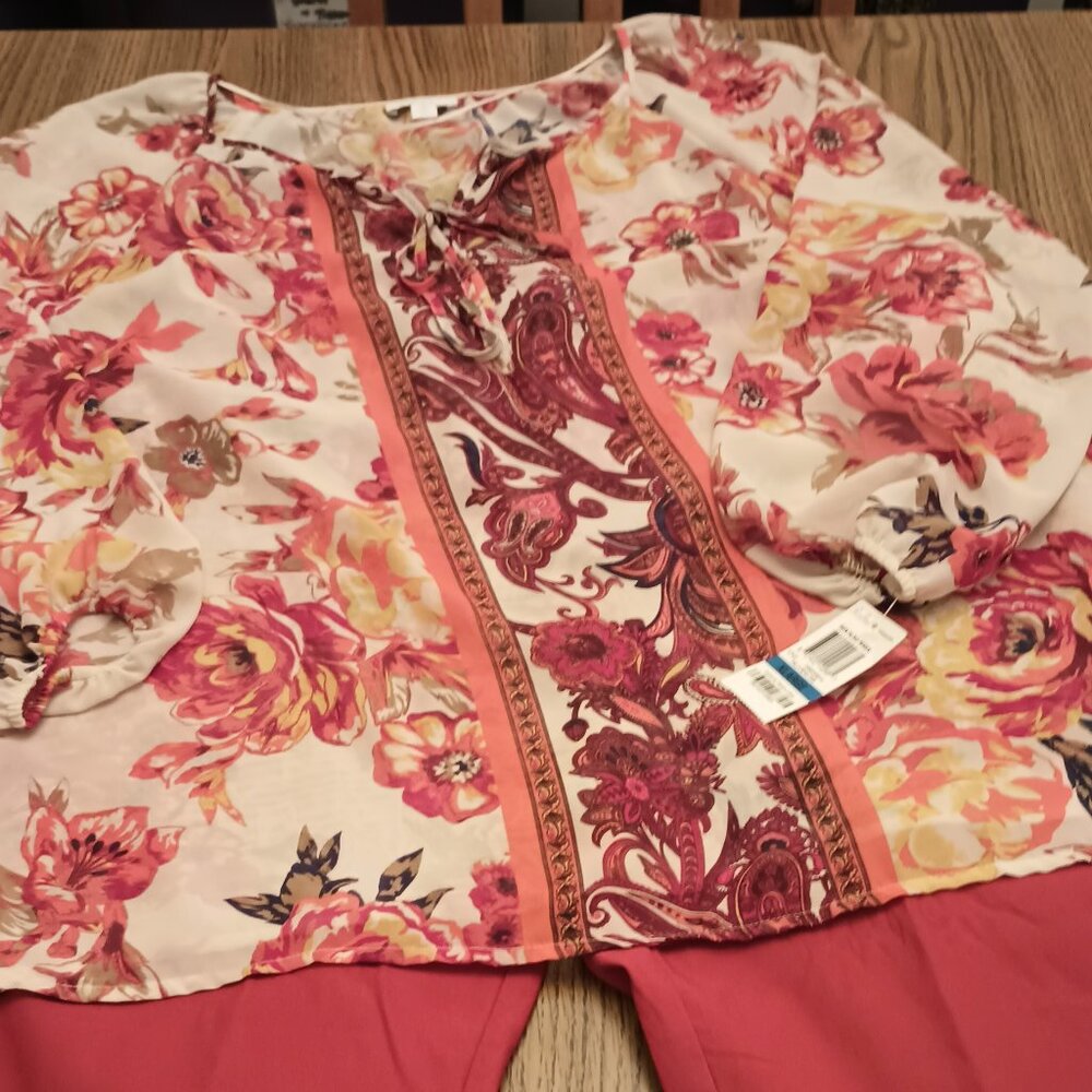 Charter Club Size XL Cream and Burnt Orange Top (NWT)